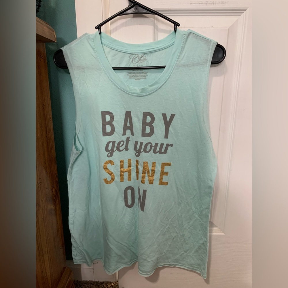 Cold Crush Mint Tank Top with Gold and Gray Text